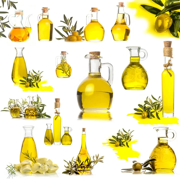 Extra vergine olijfolie collectie geïsoleerde instellen — Stockfoto