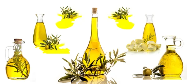 Extra virgin olive oil bottles  isolated — Stock Photo, Image