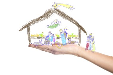 Noel, doğum sahnesi küçük bir çocuk tarafından çizilmiş