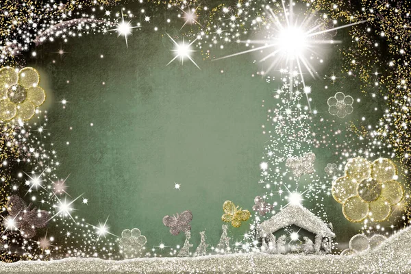 Магические Рождественские Рождественские Открытки Абстрактный Свободный Рисунок Рождественской Сцены Три — стоковое фото