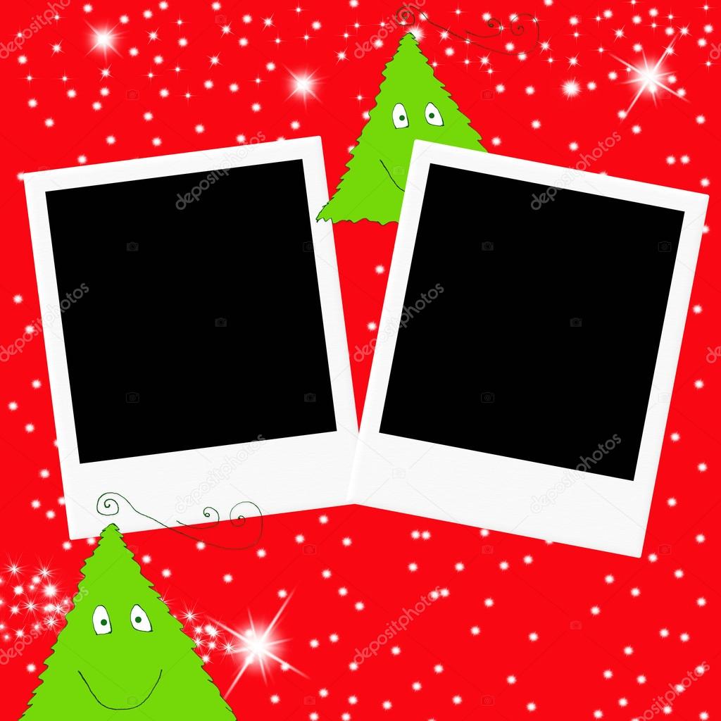 Christmas greeting card two photo frames