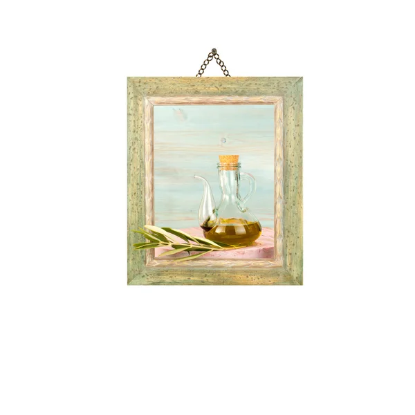 Virgin olive oil, picture hanging isolated — Stock Photo, Image