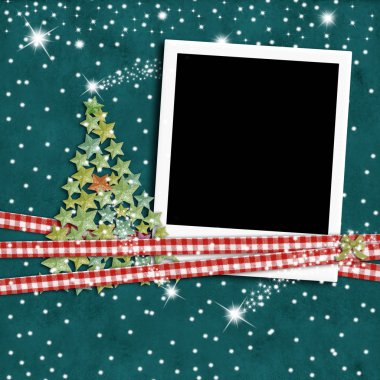 Noel fotoğraf çerçevesi köknar ağacı 