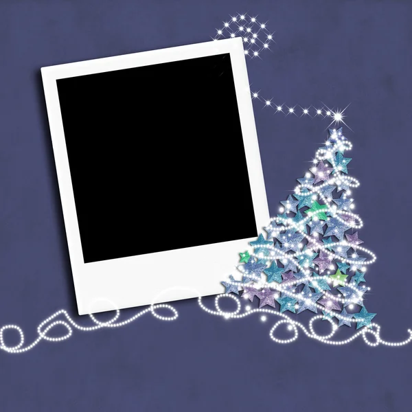 Christmas photo frame with Christmas tree — Stock Photo, Image