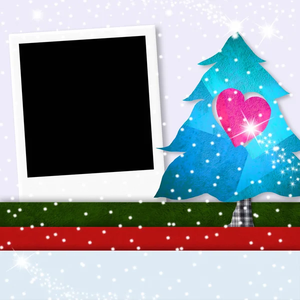 Foto frame schattig kerstboom — Stockfoto