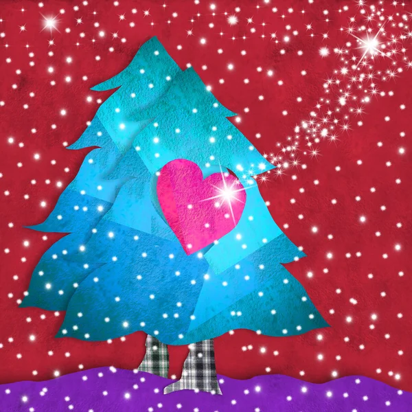 Árvores de Natal cartão — Fotografia de Stock
