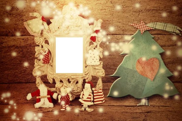 圣诞照片老式照片框卡 — 图库照片