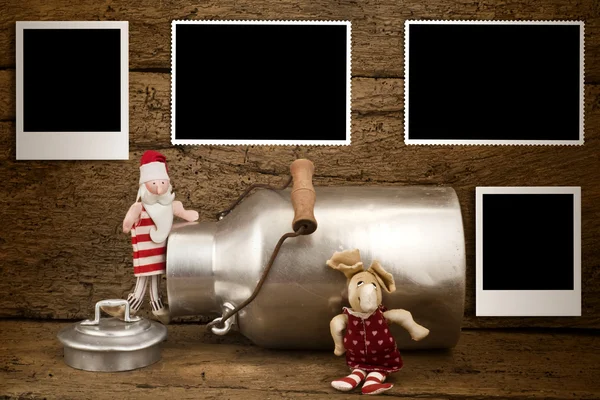 Weihnachten vier leere Fotorahmenkarten — Stockfoto