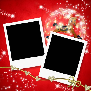 Noel kartları iki fotoğraf çerçeveleri