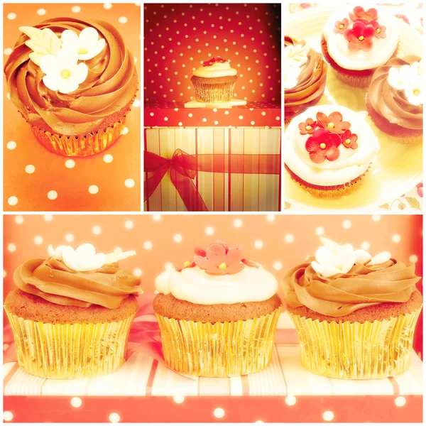 Cupcake al cioccolato, collage — Foto Stock