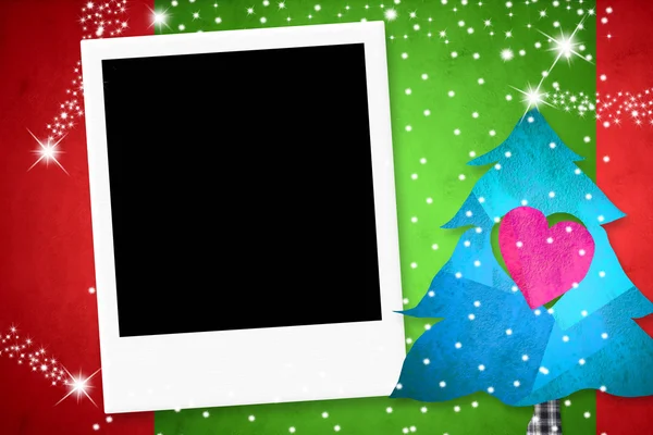 Vánoční přání s jedním fotorámeček — Stock fotografie