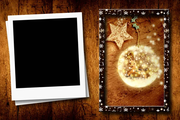 Christmas with one empty photo frame — Stock Photo, Image