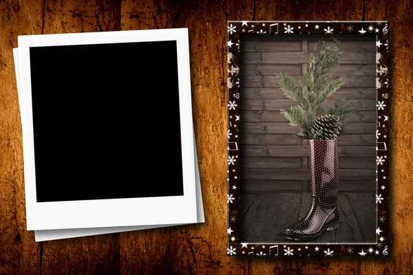 Christmas with one empty photo frame — Stock Photo, Image