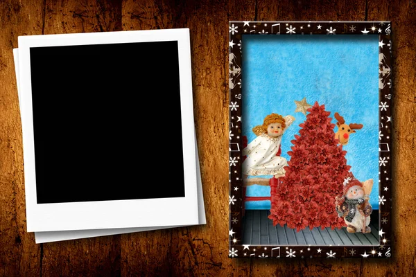 Christmas postcards empty photo frame — Stock Photo, Image