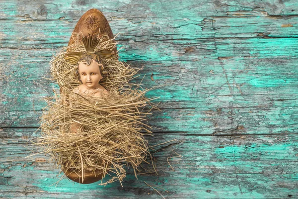 Antieke beeldje Baby Jezus — Stockfoto