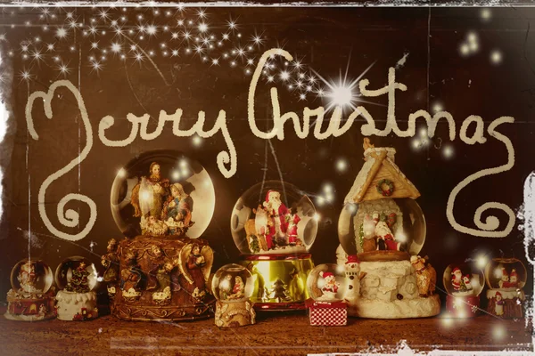 Oude kerstkaart Merry Christmas — Stockfoto