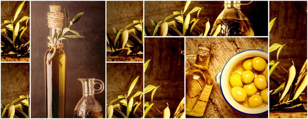 Olives oils photo collage — Stock Photo, Image