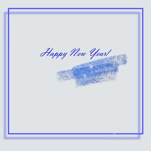 Щасливий Шаблон Новорічної Листівки Синіми Блискітками — стокове фото