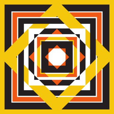 Kalın Geometrik Kare Deseni Sarı, Siyah ve Turuncu, Soyut Modern Arkaplan