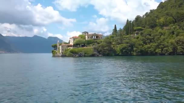 Navegando Após Villa Del Balbianello Lago Como Itália Belo Dia — Vídeo de Stock