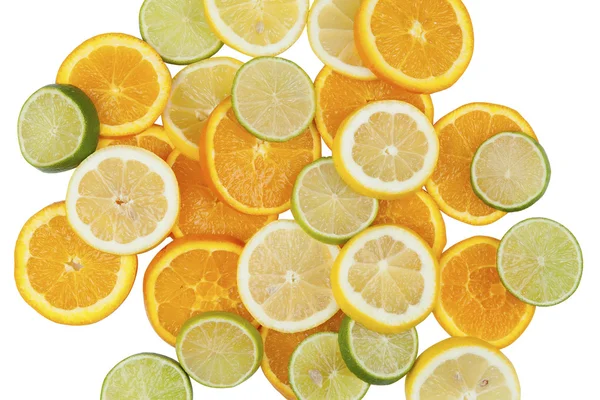 Gesneden citrus vruchten op witte achtergrond — Stockfoto