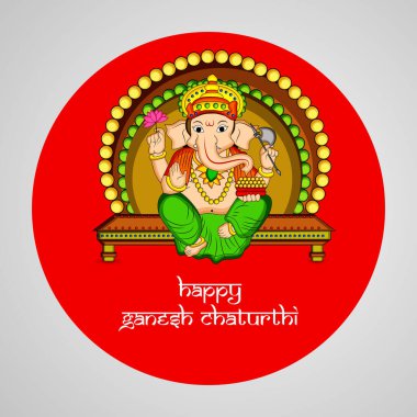 Hindu Festivali elementleri Ganesh Chaturthi 'nin resmi. Hindu Tanrısı Ganesh mutlu Ganesh Chaturthi metni ile Hindu Festivali vesilesiyle Ganesh Chaturthi 
