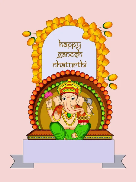 Illustration Von Elementen Des Hindu Festivals Ganesh Chaturthi Hintergrund Hindugott — Stockvektor