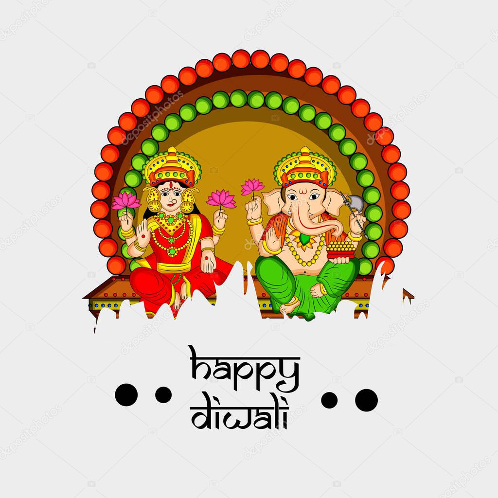 illustration of elements of hindu festival Diwali background