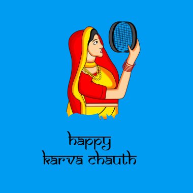 Hindu Festivali elementlerinin çizimi Karva Chauth arkaplan