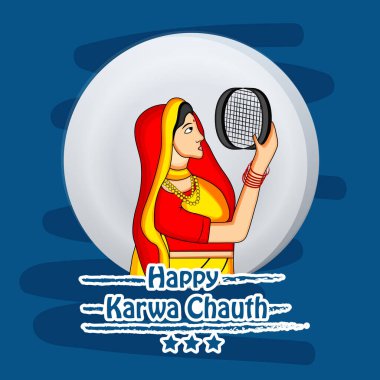 Hindu Festivali elementlerinin çizimi Karva Chauth arkaplan