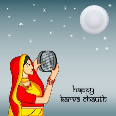 Hindu Festivali elementlerinin çizimi Karva Chauth arkaplan