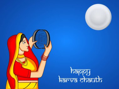 Hindu Festivali elementlerinin çizimi Karva Chauth arkaplan