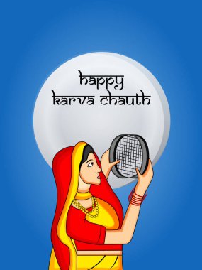 Hindu Festivali elementlerinin çizimi Karva Chauth arkaplan
