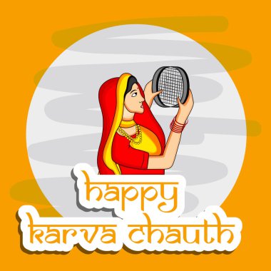 Hindu Festivali elementlerinin çizimi Karva Chauth arkaplan