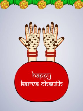 Hindu Festivali elementlerinin çizimi Karva Chauth arkaplan