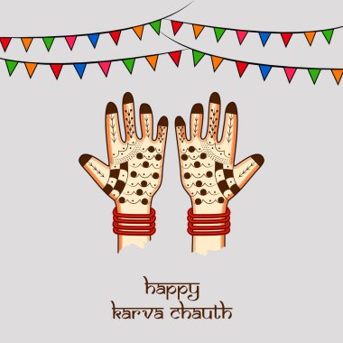 Hindu Festivali elementlerinin çizimi Karva Chauth arkaplan