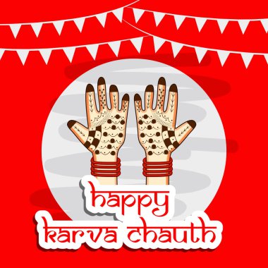 Hindu Festivali elementlerinin çizimi Karva Chauth arkaplan