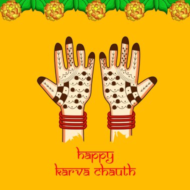 Hindu Festivali elementlerinin çizimi Karva Chauth arkaplan