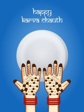 Hindu Festivali elementlerinin çizimi Karva Chauth arkaplan