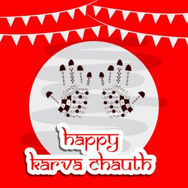 Hindu Festivali elementlerinin çizimi Karva Chauth arkaplan