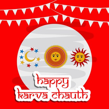 Hindu Festivali elementlerinin çizimi Karva Chauth arkaplan