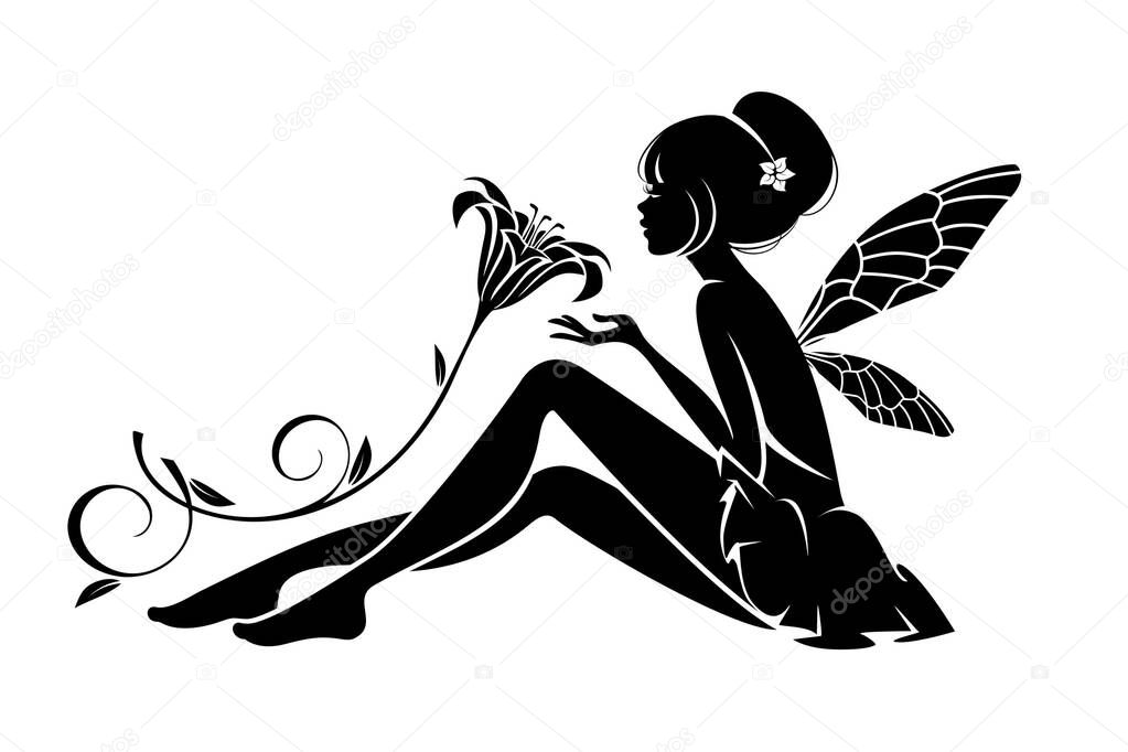 Fairy with a flowers isolated on a white background