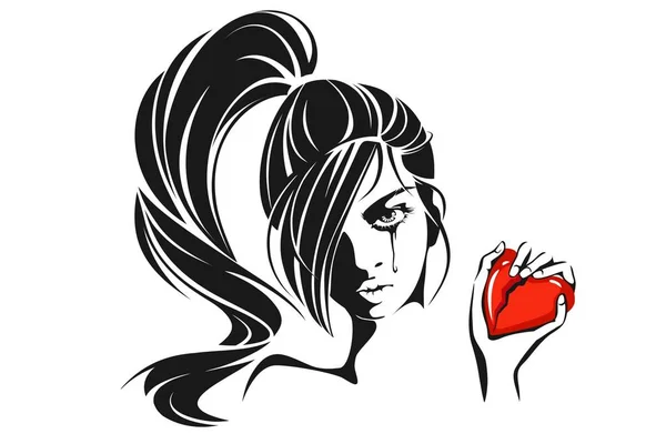 Dziewczyna Płacze Nad Złamanym Sercem Ilustracja Stockowa