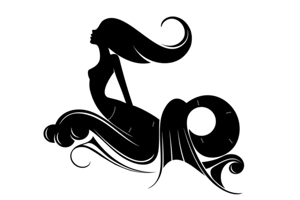 Una silhouette da sirena — Vettoriale Stock