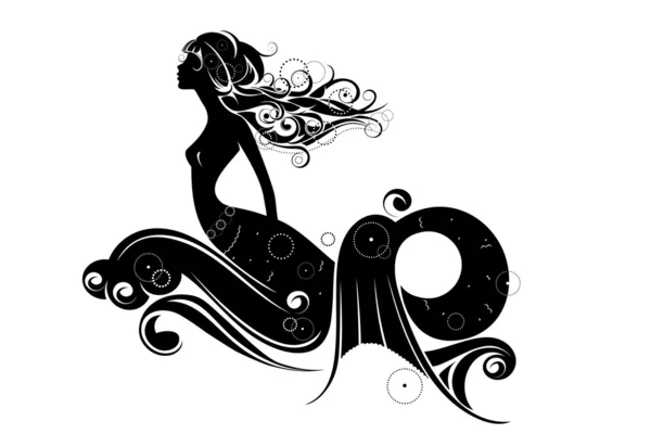 Una silhouette da sirena — Vettoriale Stock