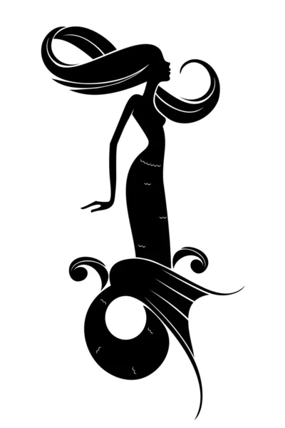 Una silhouette da sirena — Vettoriale Stock