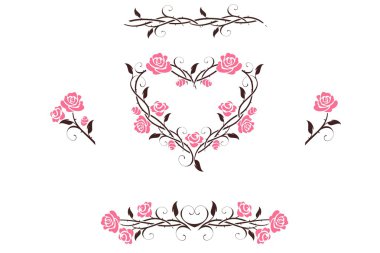 Rose flowers with vintage elements clipart