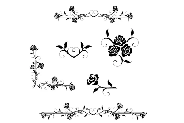 Flores rosas con elementos vintage — Vector de stock