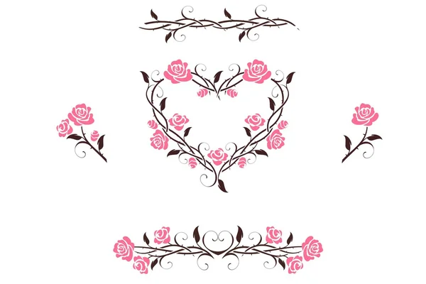 Roze bloemen met vintage elementen — Stockvector