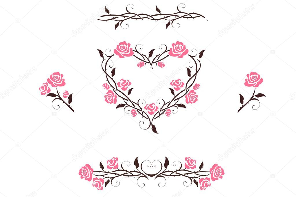 Rose flowers with vintage elements